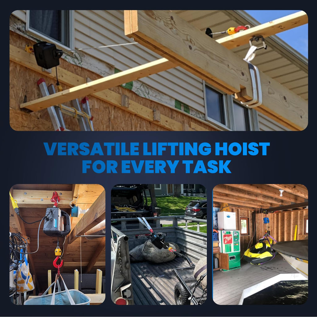 3-in-1 Electric Hoist Winch 1,100lbs 25ft Lifting Height G60523