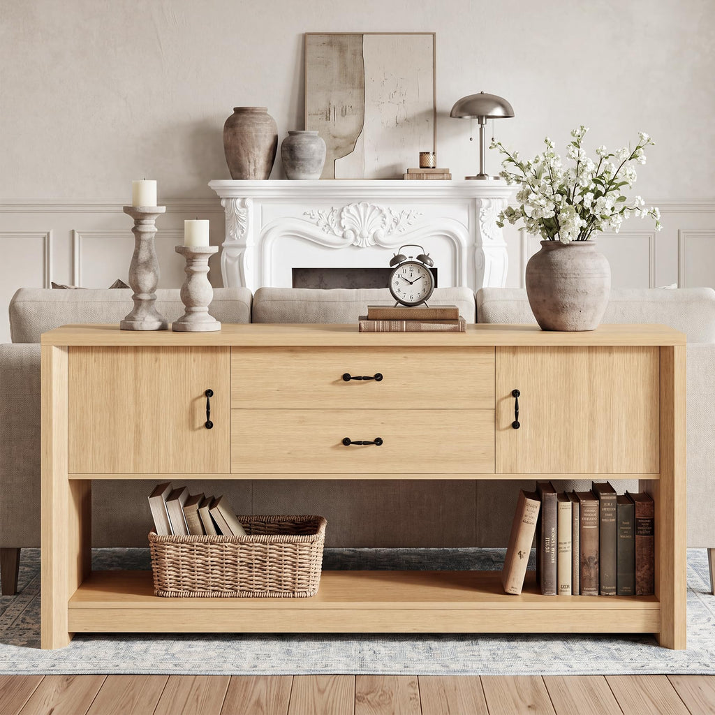 Oak Console Table with Storage Drawers Z4659