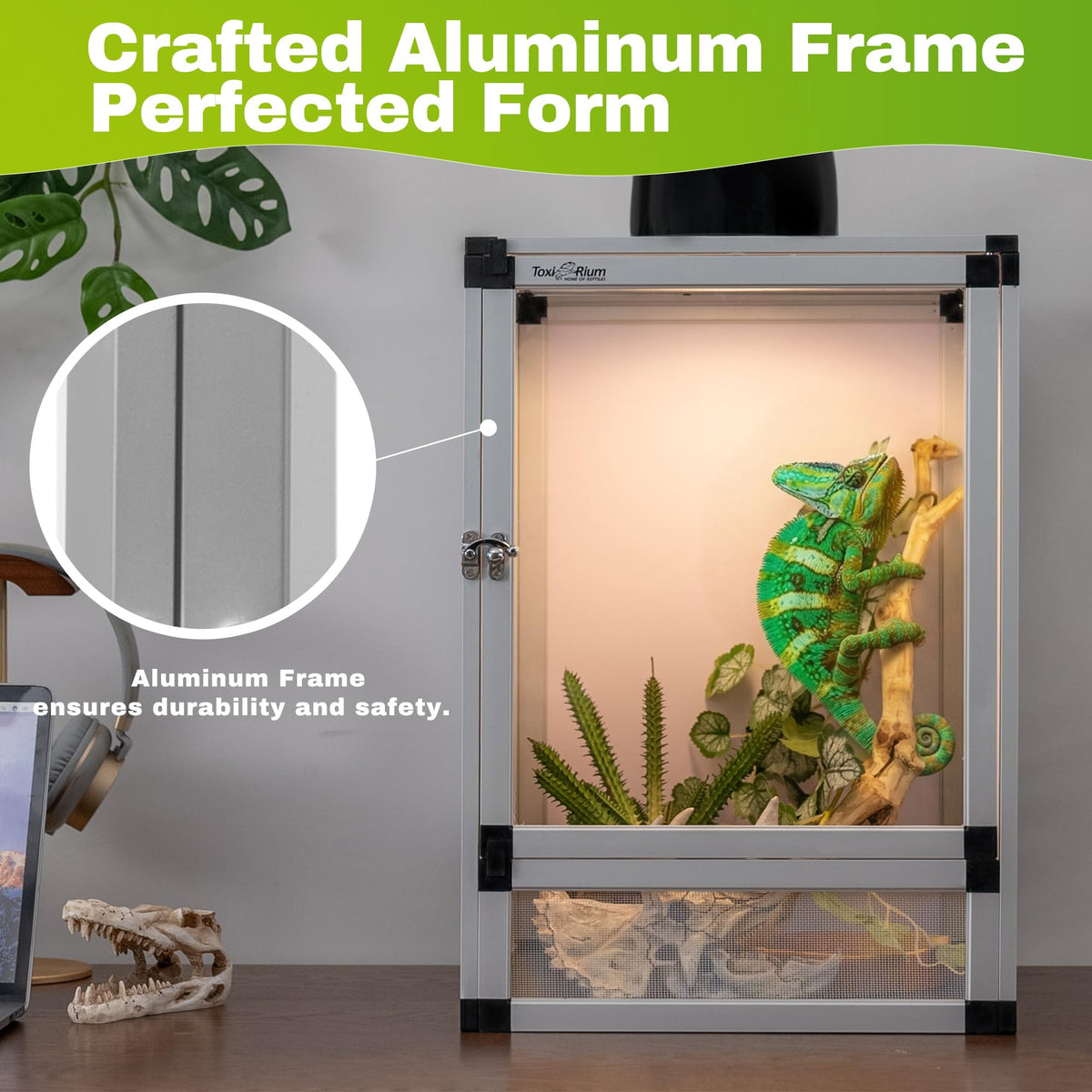 PVC Habitat Enclosure with Screen & Acrylic Doors, 12"x12"x18" Reptile Terrarium Y535708