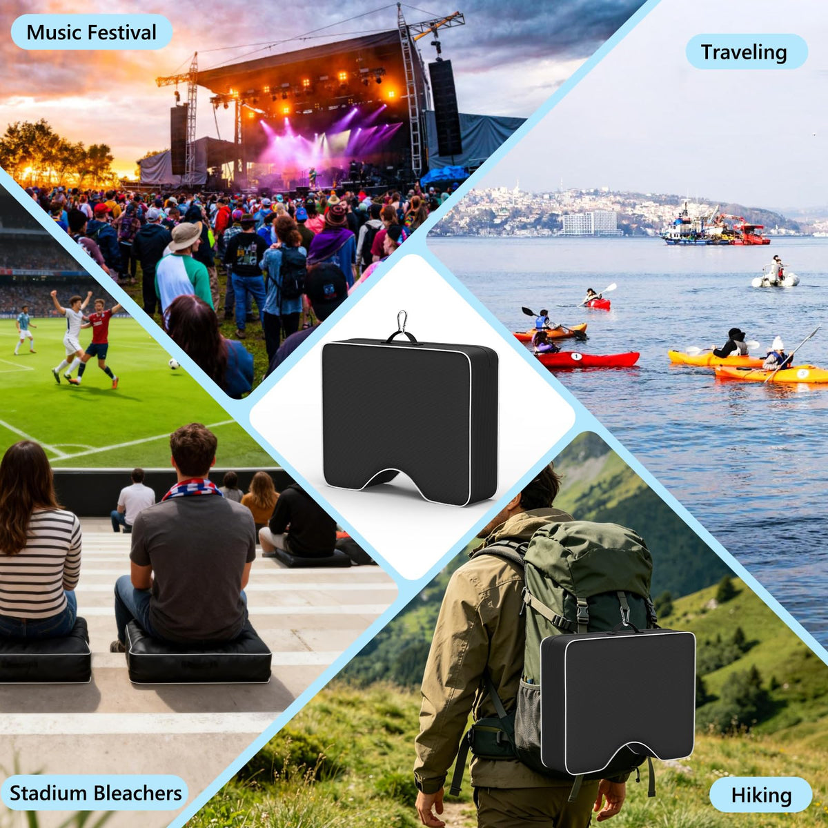 Waterproof Extra Thick 3.5" Portable Stadium Seat Cushions Z7351