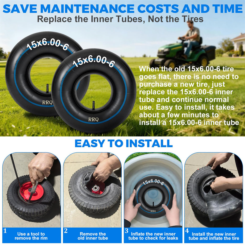 15x6.00-6 Lawn Mower Inner Tube, 2 Pack E289