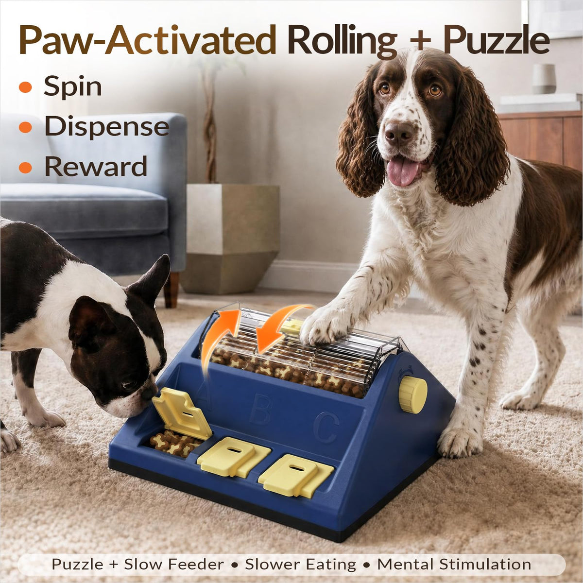 2-Level Dog Puzzle Toy Rotating Treat Dispenser Y387