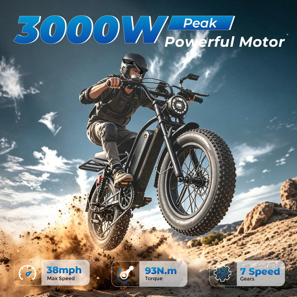 Electric Bike, 3000W Peak, 90 Miles & 38MPH R455200