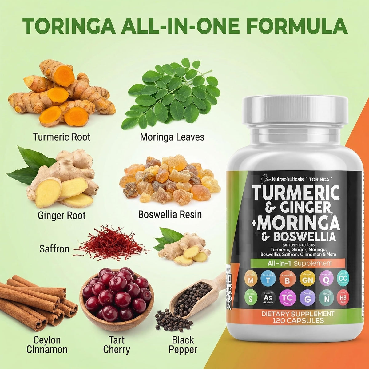 Turmeric Moringa Ginger Boswellia Saffron Supplement F275