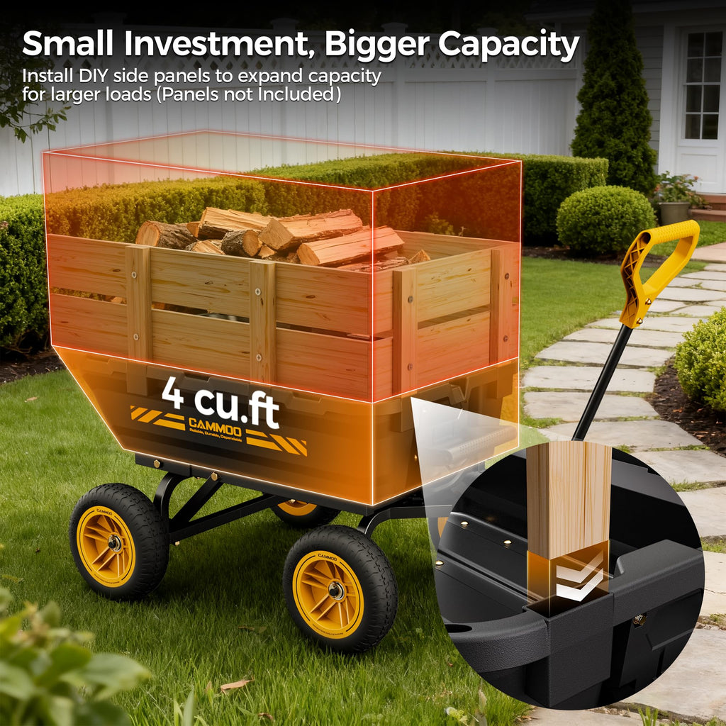 10-in No-Flat Tires Garden Dump Cart Wheelbarrow M940