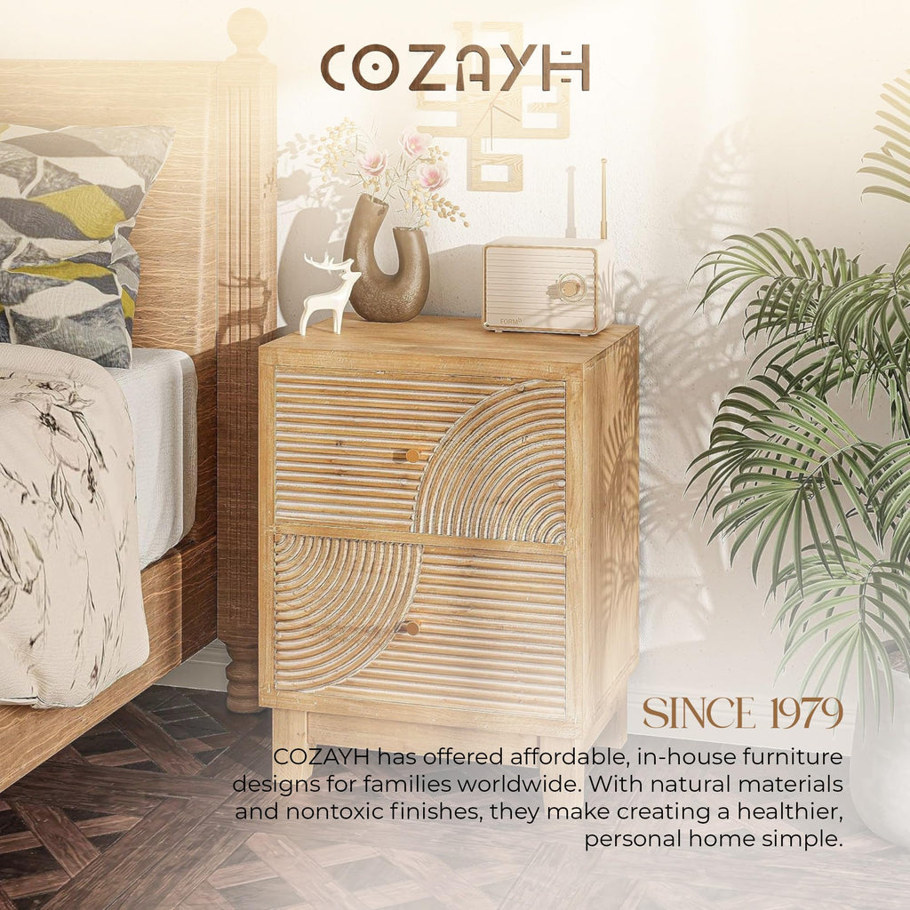 2 Drawer Wood Nightstand X7347