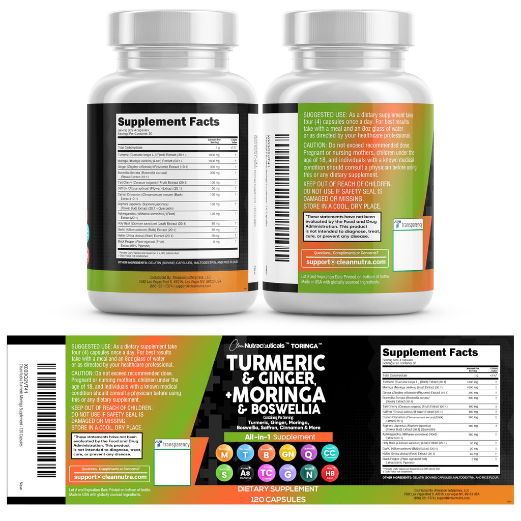 Turmeric Moringa Ginger Boswellia Saffron Supplement F275