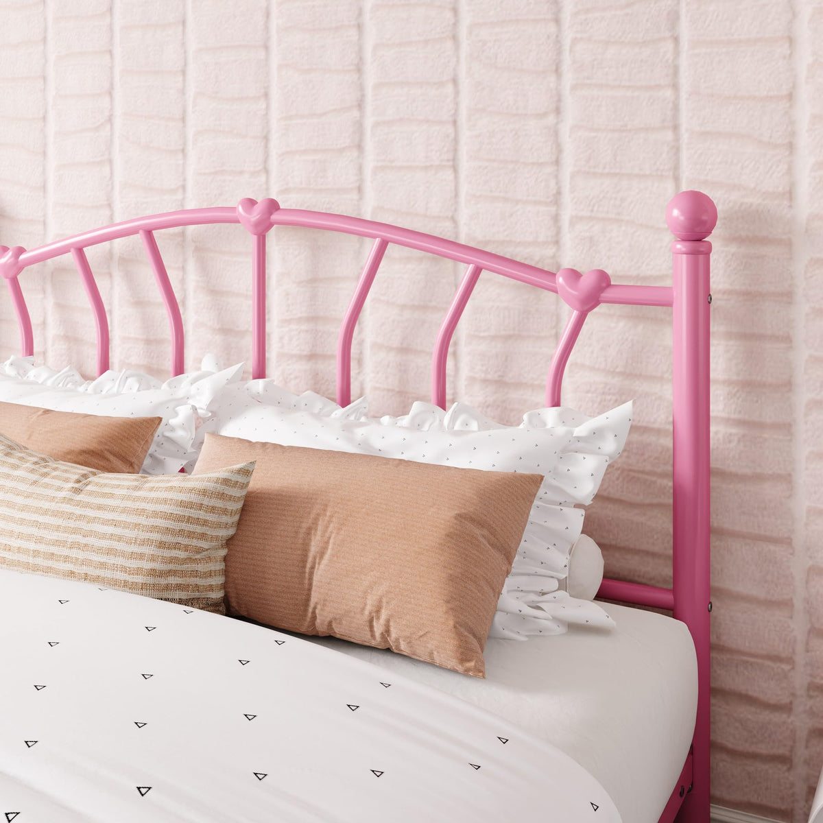Full Size Pink Metal Platform Bed Frame C811991