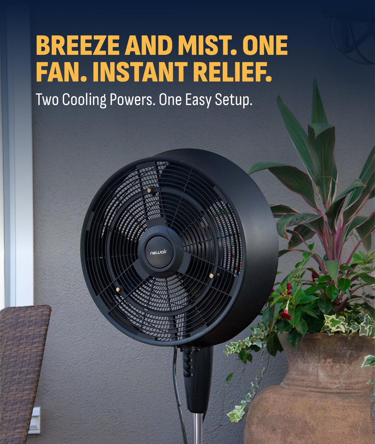 Outdoor Misting Pedestal Fan 1,600 CFM Oscillating 3 Speeds A810226