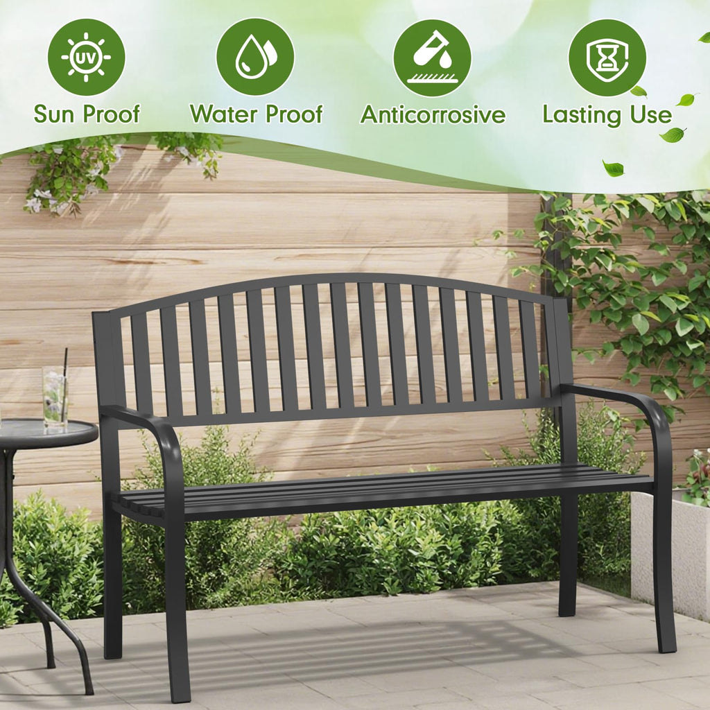 50" Weatherproof Metal Outdoor Bench C38394