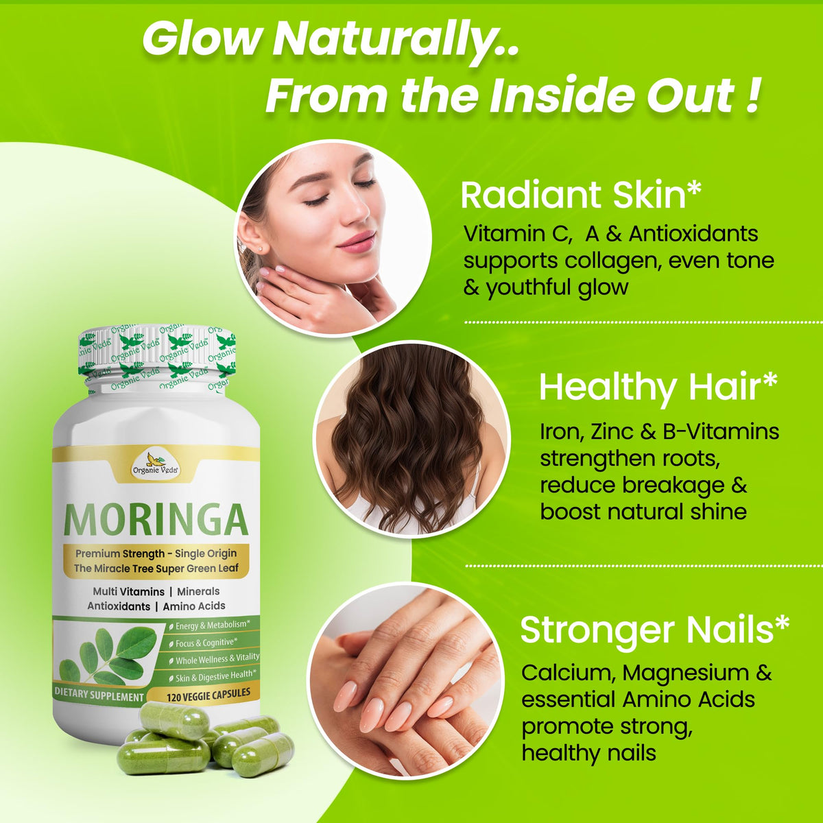 1000mg Organic Moringa Capsule 120 Vegan Capsule B567