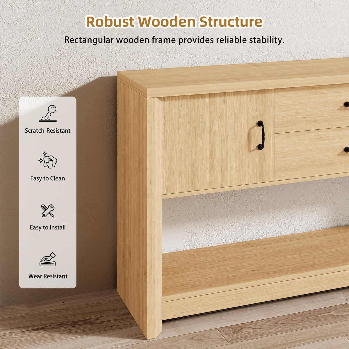 Oak Console Table with Storage Drawers Z4659