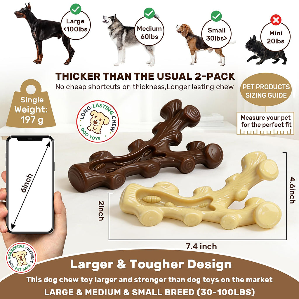 2 Pack Dog Chew Toys for Medium Large Breed T96980