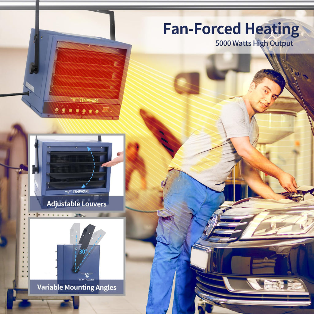 20 Inch High Velocity Floor Fan and 5000W Electric Garage Heater I800339