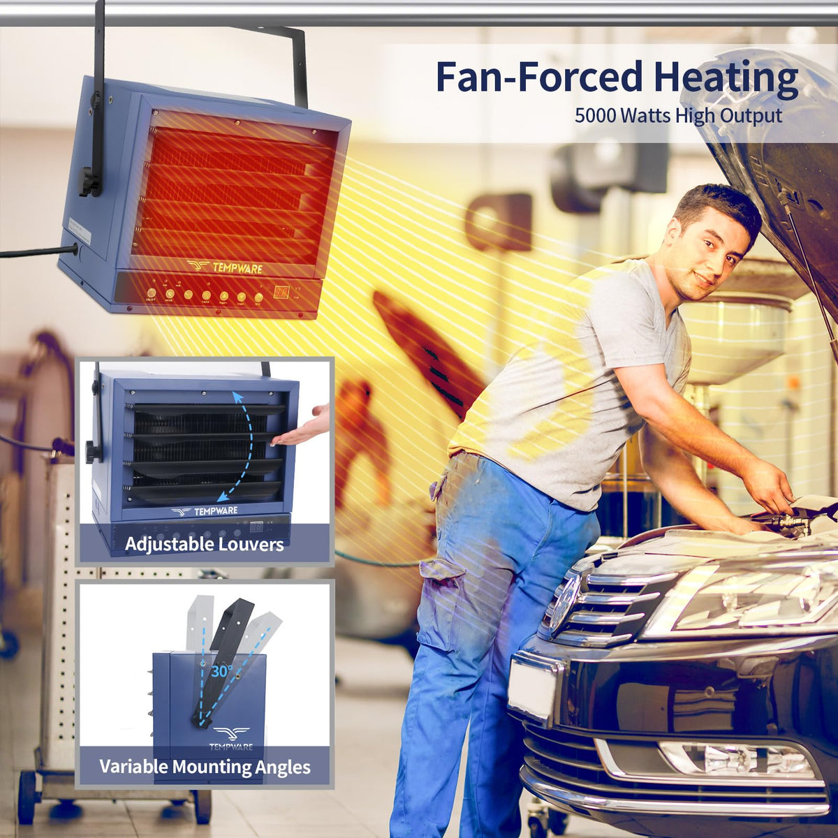 20 Inch High Velocity Floor Fan and 5000W Electric Garage Heater I800339