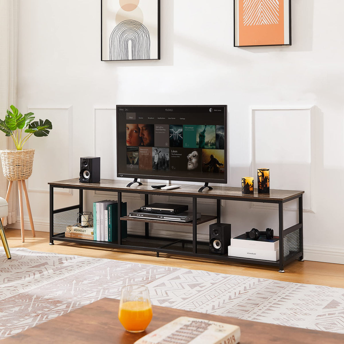 Brown 3 Tier TV Stand up to 80 Inch M32987