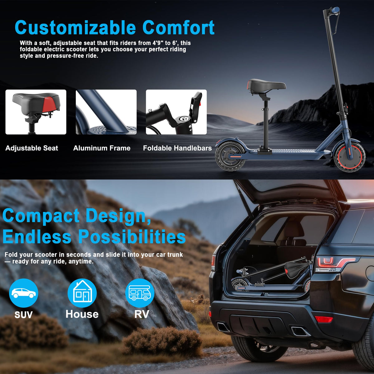 Foldable Pink Electric Scooter with Seat I815