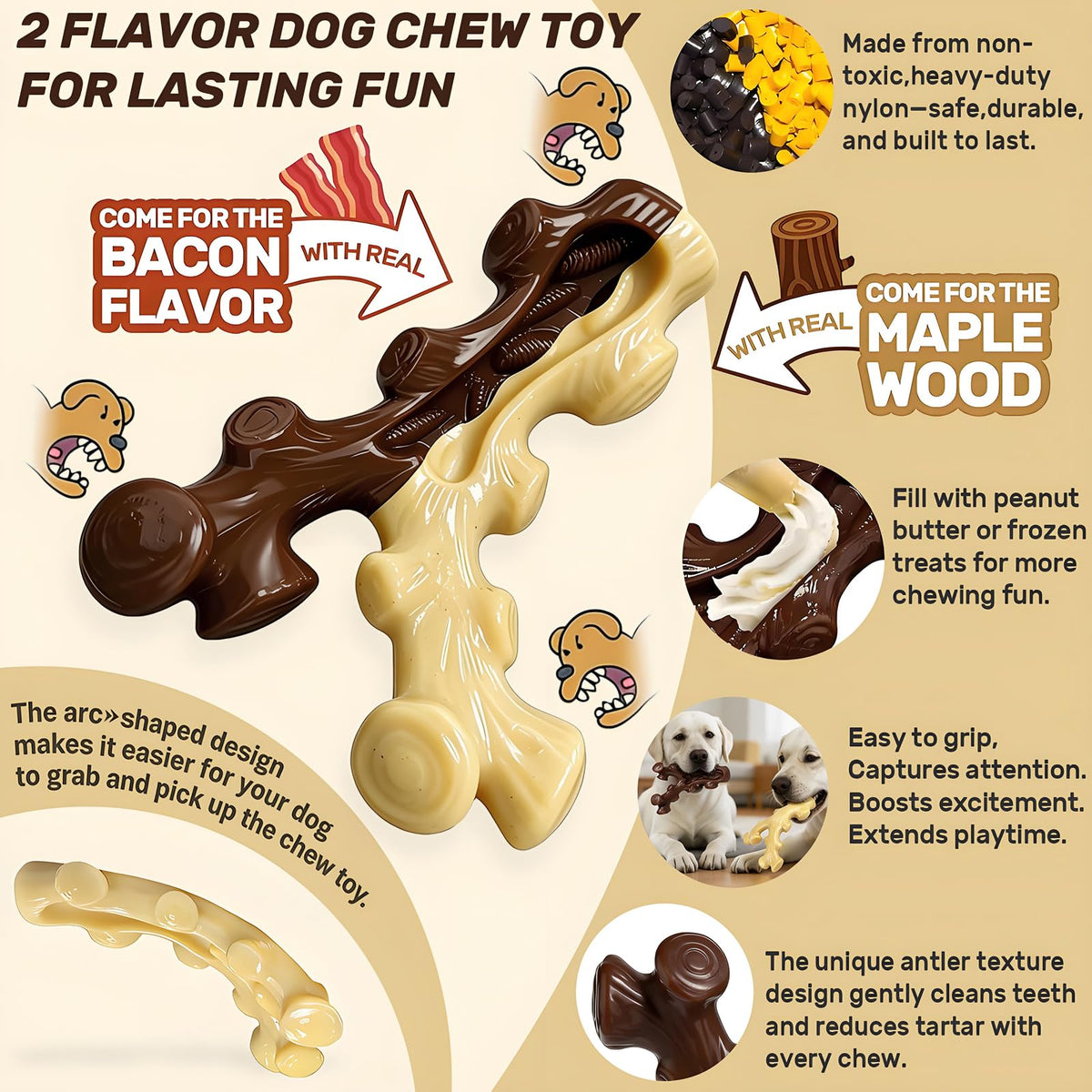 2 Pack Dog Chew Toys for Medium Large Breed T96980