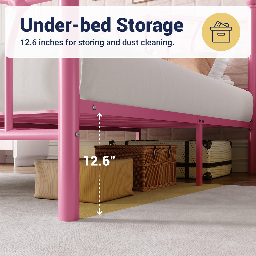 Full Size Pink Metal Platform Bed Frame C811991