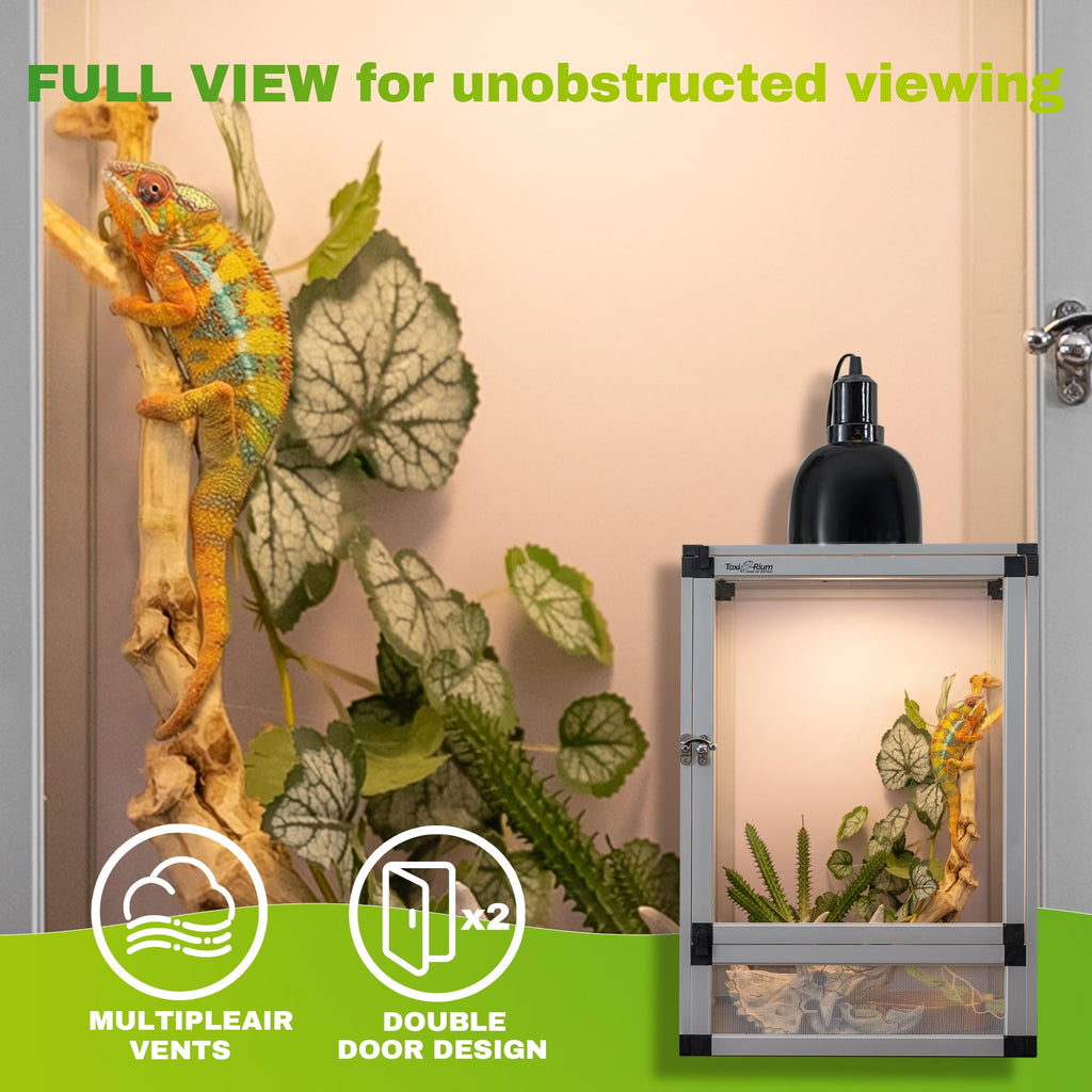 PVC Habitat Enclosure with Screen & Acrylic Doors, 12"x12"x18" Reptile Terrarium Y535708