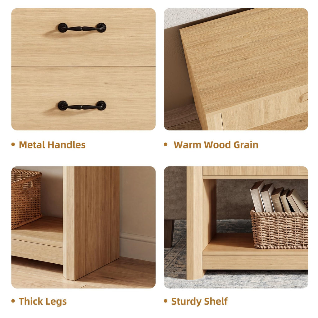 Oak Console Table with Storage Drawers Z4659