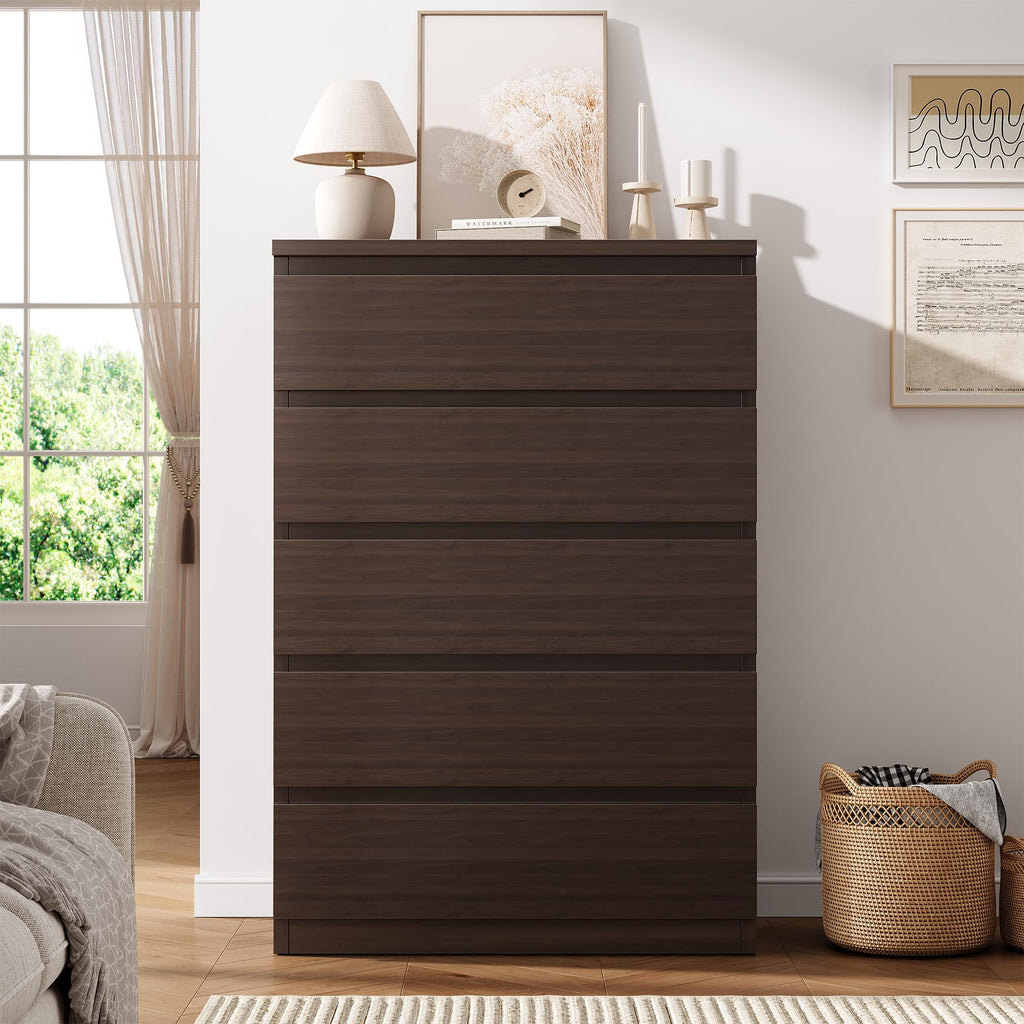 Brown 5 Drawer Wood Dresser O53559