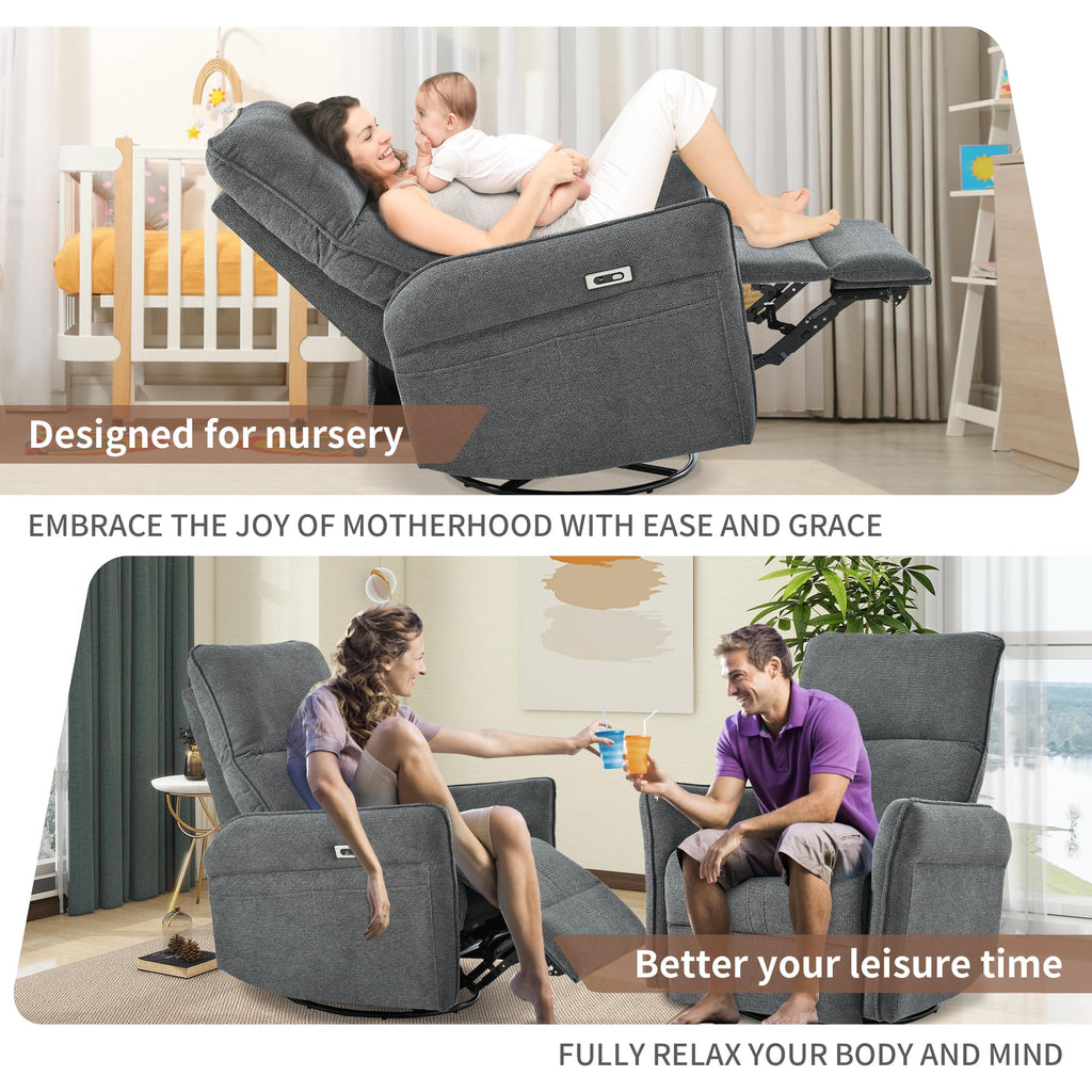 Power Swivel Rocker Recliner Chair Dark Gray N78328