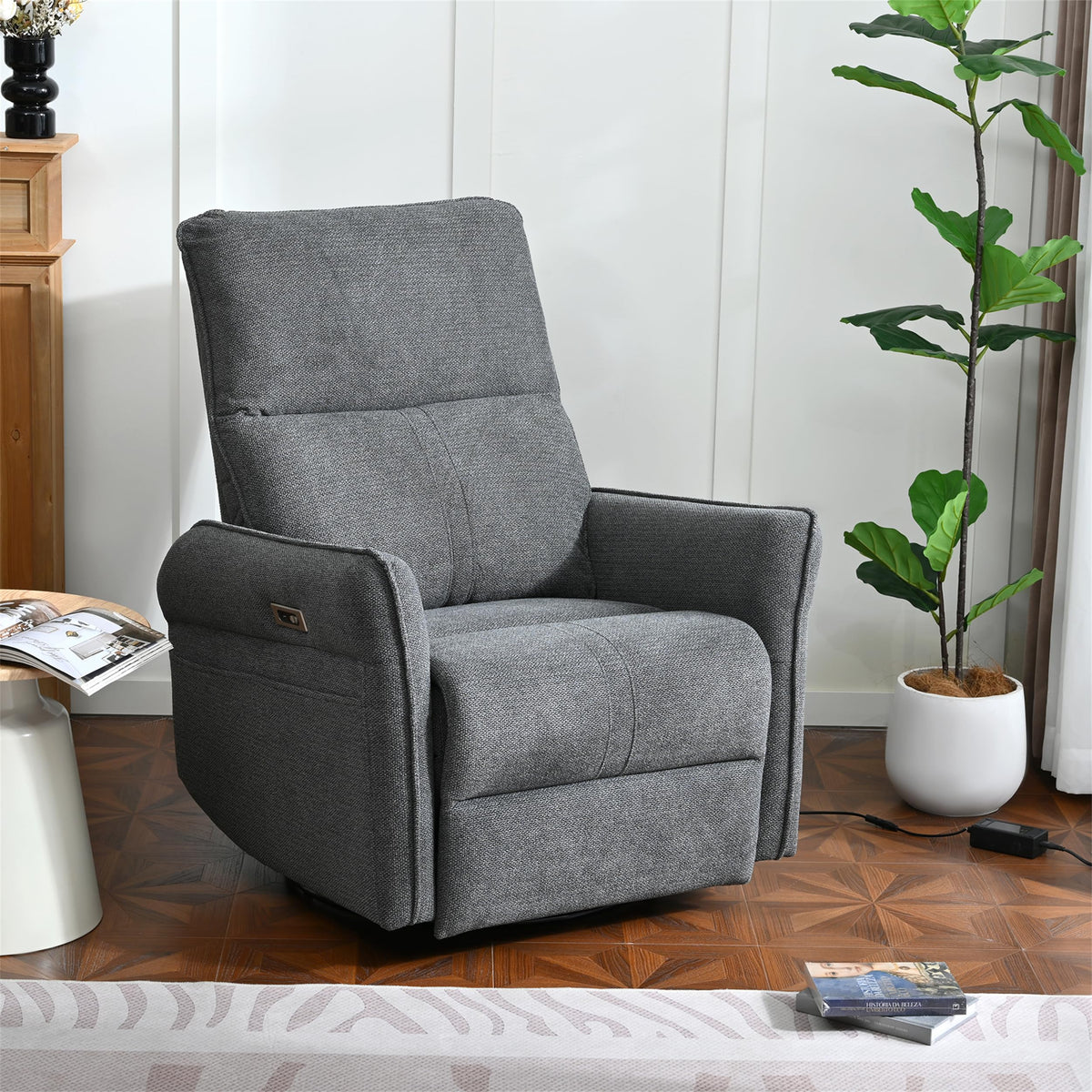 Power Swivel Rocker Recliner Chair Dark Gray N78328