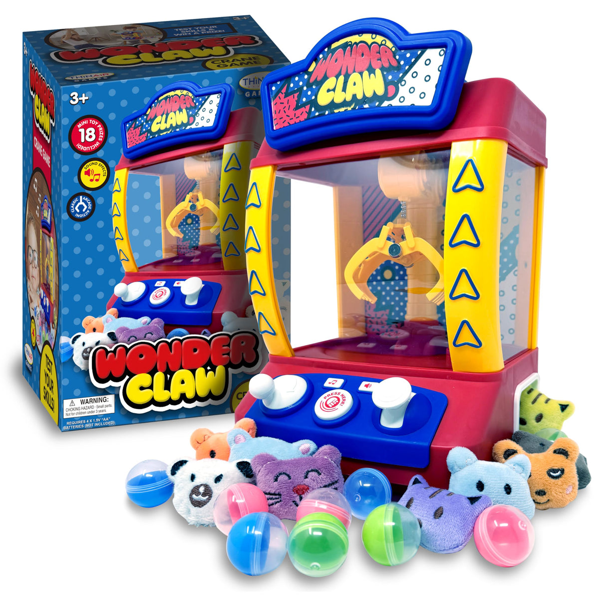 Claw Machine Crane Game with 9 Stuffed Animal Prizes and 9 Balls W127702