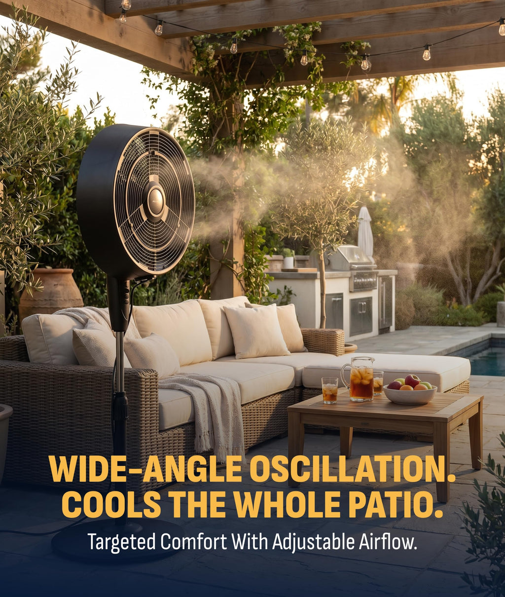 Outdoor Misting Pedestal Fan 1,600 CFM Oscillating 3 Speeds A810226