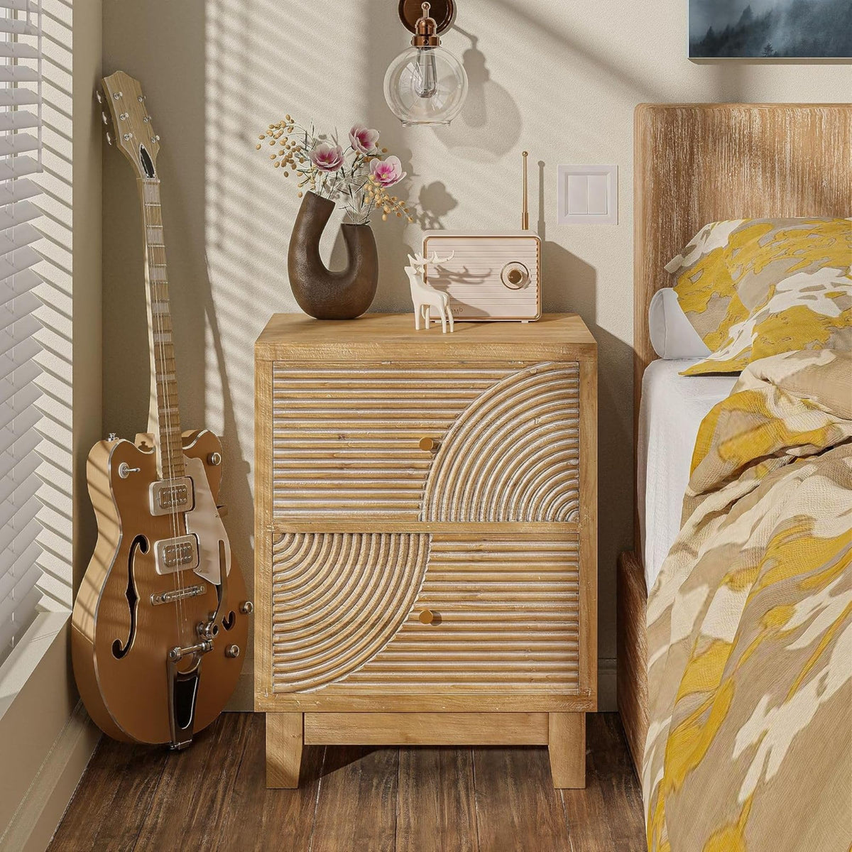 2 Drawer Wood Nightstand X7347
