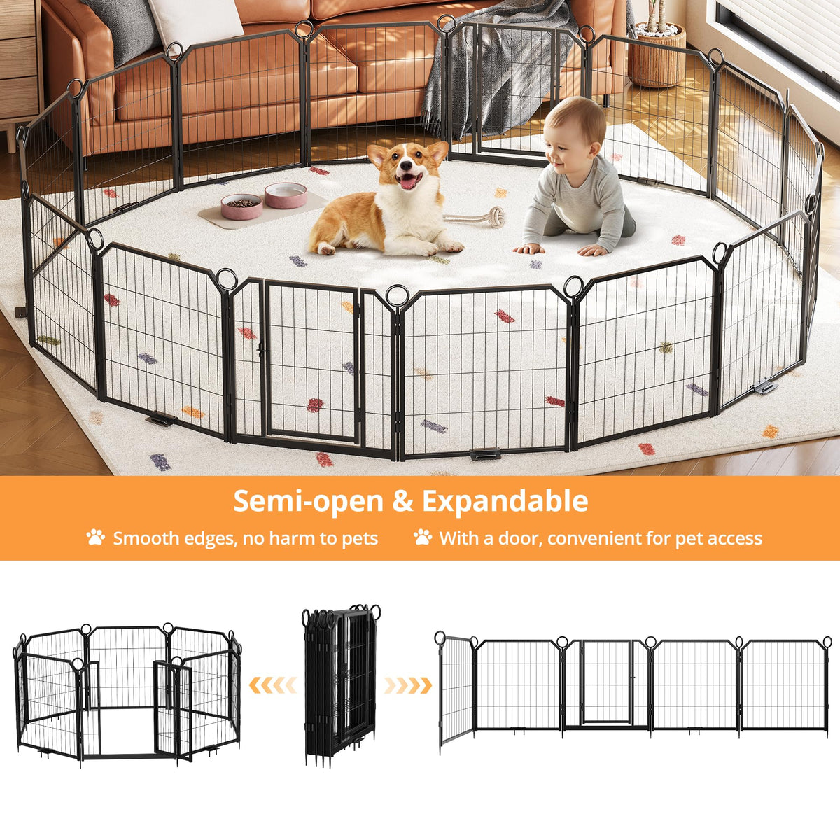 32'' 16 Panels Heavy Duty Metal Dog Playpen P909519